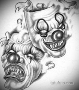 Пример эскиза театральная маска тату 09.09.2019 №023 - tattoo masks - tatufoto.com