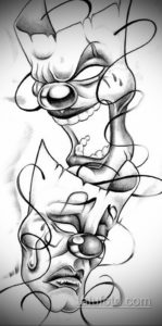 Пример эскиза театральная маска тату 09.09.2019 №024 - tattoo masks - tatufoto.com