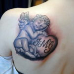 Тату маленький херувим для девушки 26.09.2019 №013 -cherub tattoo- tatufoto.com