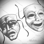Фото две театральные маски тату 09.09.2019 №017 - tattoo theater masks - tatufoto.com