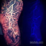 Фото тату лев в молнии 14.09.2019 №005 - lion tattoo in lightning - tatufoto.com