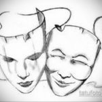Фото тату маски театральные эскиз 09.09.2019 №015 - tattoo theater masks - tatufoto.com