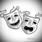 Фото тату маски театральные эскиз 09.09.2019 №022 - tattoo theater masks - tatufoto.com