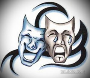 Фото тату маски театральные эскиз 09.09.2019 №030 - tattoo theater masks - tatufoto.com
