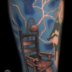 Фото тату молния на ноге 14.09.2019 №012 - lightning leg tattoo - tatufoto.com