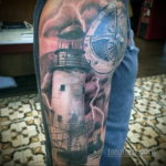 Фото тату молния на плече 14.09.2019 №014 - tattoo lightning on the shoulder - tatufoto.com