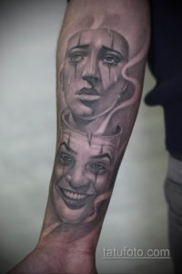 Фото тату театральные маски 09.09.2019 №016 - tattoo theater masks - tatufoto.com