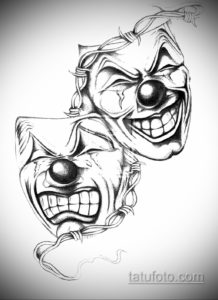 Фото тату театральные маски 09.09.2019 №033 - tattoo theater masks - tatufoto.com