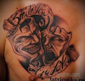 Фото тату театральные маски 09.09.2019 №039 - tattoo theater masks - tatufoto.com