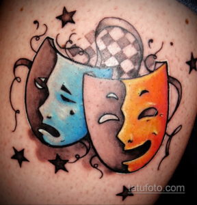 Фото тату театральные маски 09.09.2019 №049 - tattoo theater masks - tatufoto.com