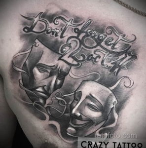 Фото тату театральные маски 09.09.2019 №052 - tattoo theater masks - tatufoto.com