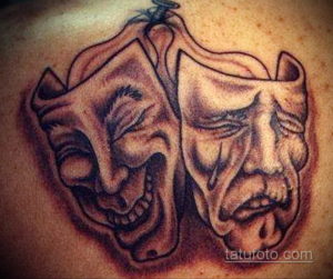 Фото тату театральные маски 09.09.2019 №062 - tattoo theater masks - tatufoto.com
