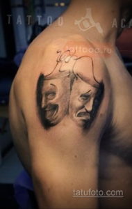 Фото тату театральные маски 09.09.2019 №068 - tattoo theater masks - tatufoto.com