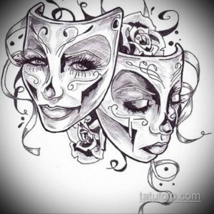 Фото тату театральные маски 09.09.2019 №074 - tattoo theater masks - tatufoto.com