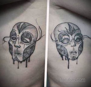 Фото тату театральные маски 09.09.2019 №088 - tattoo theater masks - tatufoto.com