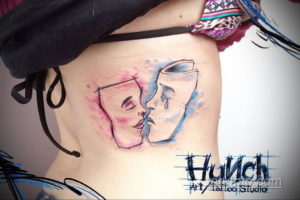 Фото тату театральные маски 09.09.2019 №094 - tattoo theater masks - tatufoto.com
