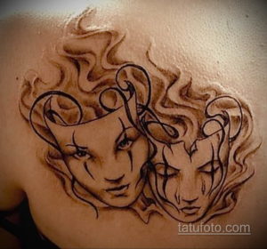 Фото тату театральные маски 09.09.2019 №099 - tattoo theater masks - tatufoto.com