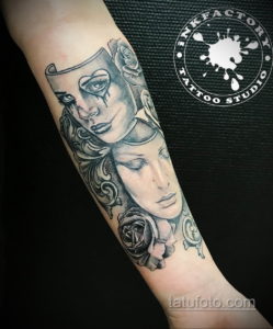 Фото тату театральные маски 09.09.2019 №106 - tattoo theater masks - tatufoto.com