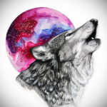 волк эскиз тату цветное 16.09.2019 №006 - wolf sketch tattoo color - tatufoto.com