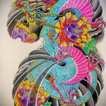 дракон тату эскиз цветной 16.09.2019 №013 - dragon tattoo sketch color - tatufoto.com