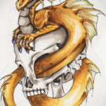 дракон тату эскиз цветной 16.09.2019 №014 - dragon tattoo sketch color - tatufoto.com
