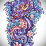 дракон тату эскиз цветной 16.09.2019 №015 - dragon tattoo sketch color - tatufoto.com