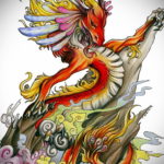 дракон тату эскиз цветной 16.09.2019 №017 - dragon tattoo sketch color - tatufoto.com
