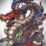 дракон тату эскиз цветной 16.09.2019 №021 - dragon tattoo sketch color - tatufoto.com