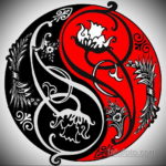 инь янь тату эскиз цветной 16.09.2019 №001 - yin yang tattoo sketch color - tatufoto.com