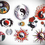инь янь тату эскиз цветной 16.09.2019 №007 - yin yang tattoo sketch color - tatufoto.com