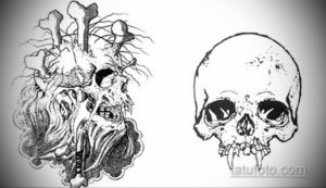 маленький череп тату эскиз 17.09.2019 №002 - small skull tattoo sketch - tatufoto.com