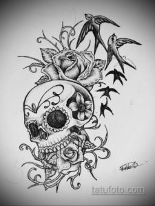 маленький череп тату эскиз 17.09.2019 №010 - small skull tattoo sketch - tatufoto.com