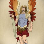 тату ангел эскиз цветной 16.09.2019 №001 - tattoo angel sketch colored - tatufoto.com