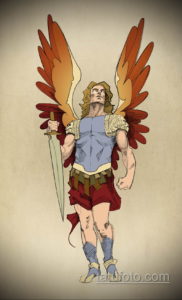тату ангел эскиз цветной 16.09.2019 №001 - tattoo angel sketch colored - tatufoto.com