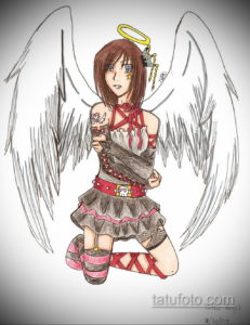 тату ангел эскиз цветной 16.09.2019 №002 - tattoo angel sketch colored - tatufoto.com
