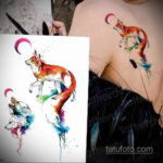 тату лиса эскизы цветные 16.09.2019 №008 - fox tattoo sketches colored - tatufoto.com