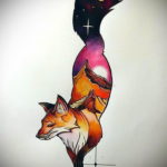 тату лиса эскизы цветные 16.09.2019 №012 - fox tattoo sketches colored - tatufoto.com
