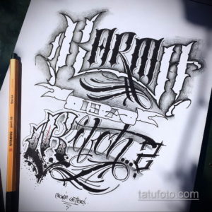 Detailed black tattoo featuring bold lettering 'BRONX 1976' surrounded by stylized floral and thorn elements. Dramatic shading and intricate line work.