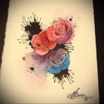 тату роза эскиз цветной 16.09.2019 №019 - tattoo rose sketch colored - tatufoto.com