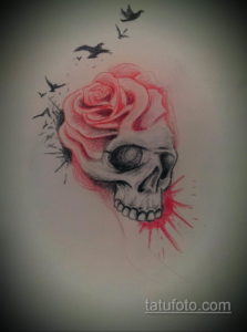 тату роза эскиз цветной 16.09.2019 №020 - tattoo rose sketch colored - tatufoto.com