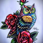 тату сова цветная эскиз 16.09.2019 №003 - owl tattoo color sketch - tatufoto.com