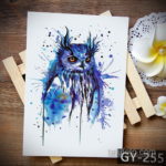 тату сова цветная эскиз 16.09.2019 №011 - owl tattoo color sketch - tatufoto.com