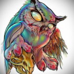 тату сова цветная эскиз 16.09.2019 №022 - owl tattoo color sketch - tatufoto.com