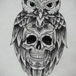 тату сова череп эскиз 17.09.2019 №001 - Owl tattoo skull sketch - tatufoto.com