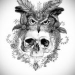 тату сова череп эскиз 17.09.2019 №004 - Owl tattoo skull sketch - tatufoto.com