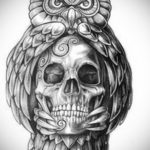 тату сова череп эскиз 17.09.2019 №012 - Owl tattoo skull sketch - tatufoto.com