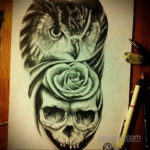 тату сова череп эскиз 17.09.2019 №014 - Owl tattoo skull sketch - tatufoto.com