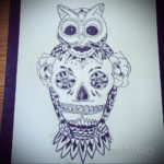 тату сова череп эскиз 17.09.2019 №017 - Owl tattoo skull sketch - tatufoto.com