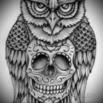 тату сова череп эскиз 17.09.2019 №019 - Owl tattoo skull sketch - tatufoto.com