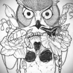 тату сова череп эскиз 17.09.2019 №020 - Owl tattoo skull sketch - tatufoto.com